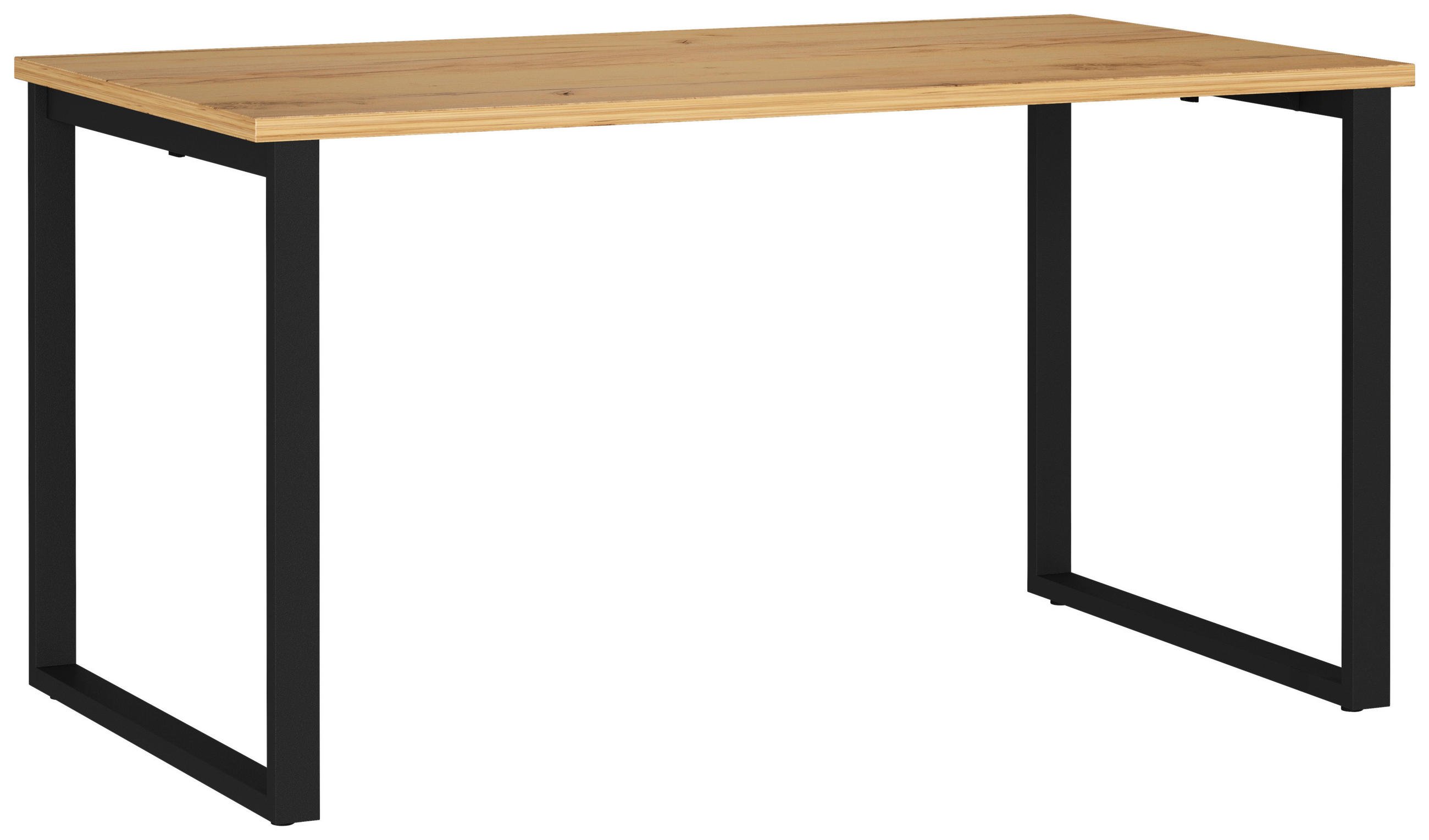 SCHREIBTISCH 140/80/75 cm Braun, Schwarz, Eichefarben in verschiedenen Holz-Dekoren erhältlich, justierbare Füße  - Eichefarben/Schwarz, MODERN, Holzwerkstoff/Metall (140/80/75cm) - Novel