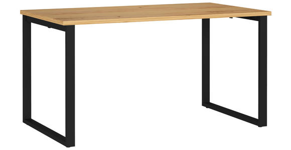SCHREIBTISCH 140/80/75 cm Braun, Schwarz, Eichefarben in verschiedenen Holz-Dekoren erhältlich, justierbare Füße  - Eichefarben/Schwarz, MODERN, Holzwerkstoff/Metall (140/80/75cm) - Novel