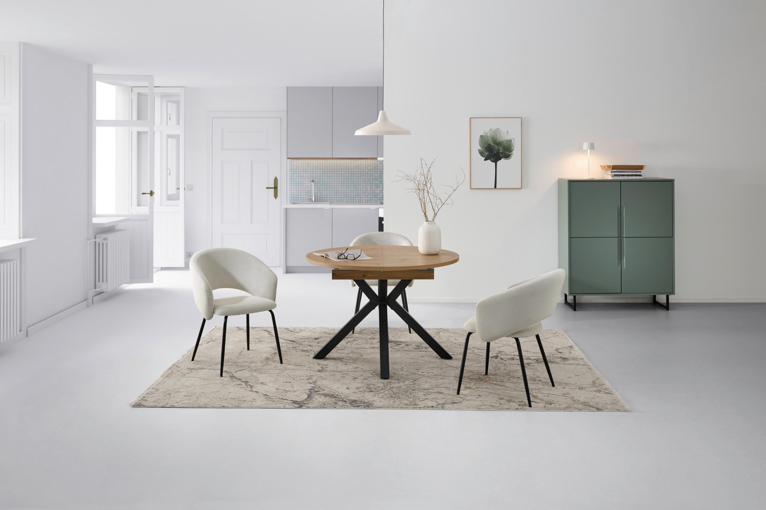 AUSZIEHTISCH in Metall, Holzwerkstoff  - Schwarz/Eiche Artisan, KONVENTIONELL, Holzwerkstoff/Metall (110-150/76/110cm) - MID.YOU