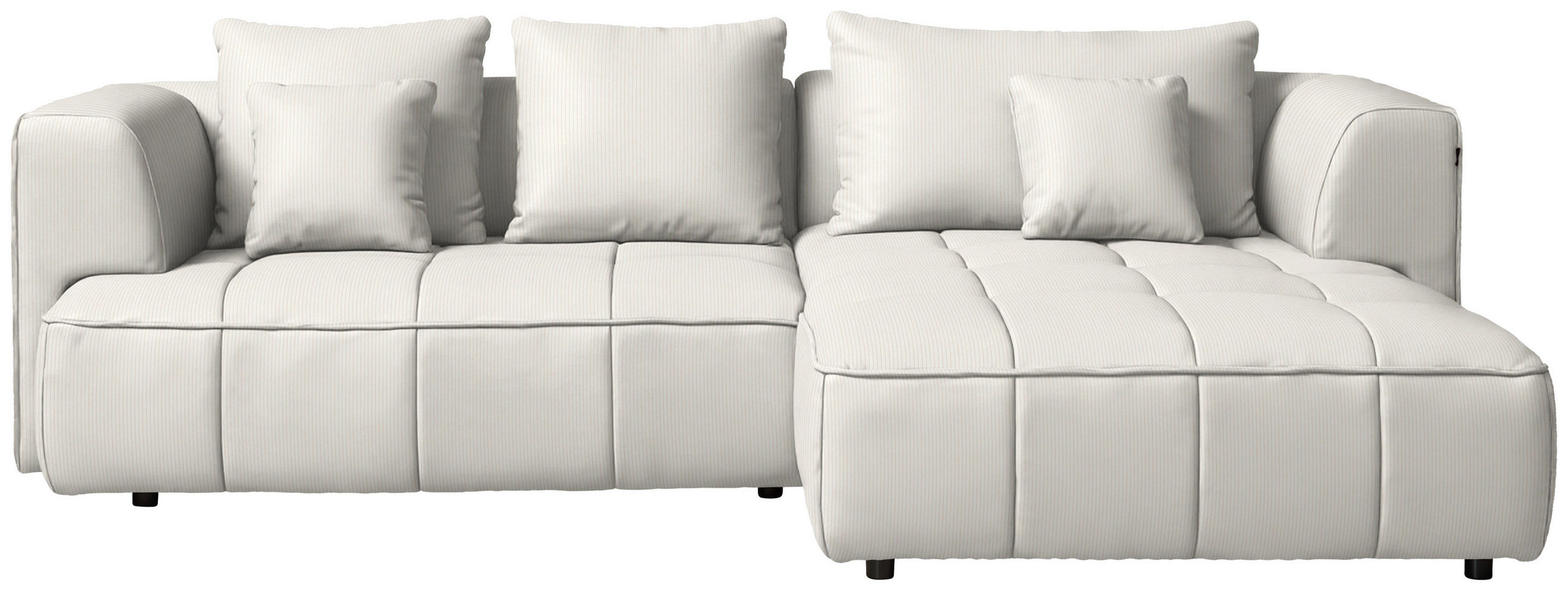 ECKSOFA Feincord Creme  - Creme/Schwarz, Design, Kunststoff/Textil (288/188cm) - Welnova