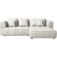 ECKSOFA Feincord Creme  - Creme/Schwarz, Design, Kunststoff/Textil (288/188cm) - Welnova