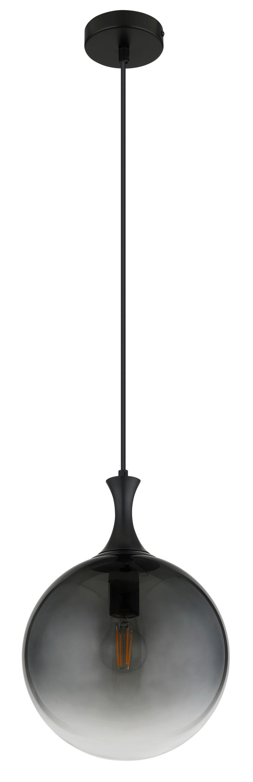 HÄNGELEUCHTE 25/141 cm    - Schwarz, Design, Glas/Kunststoff (25/141cm) - Globo