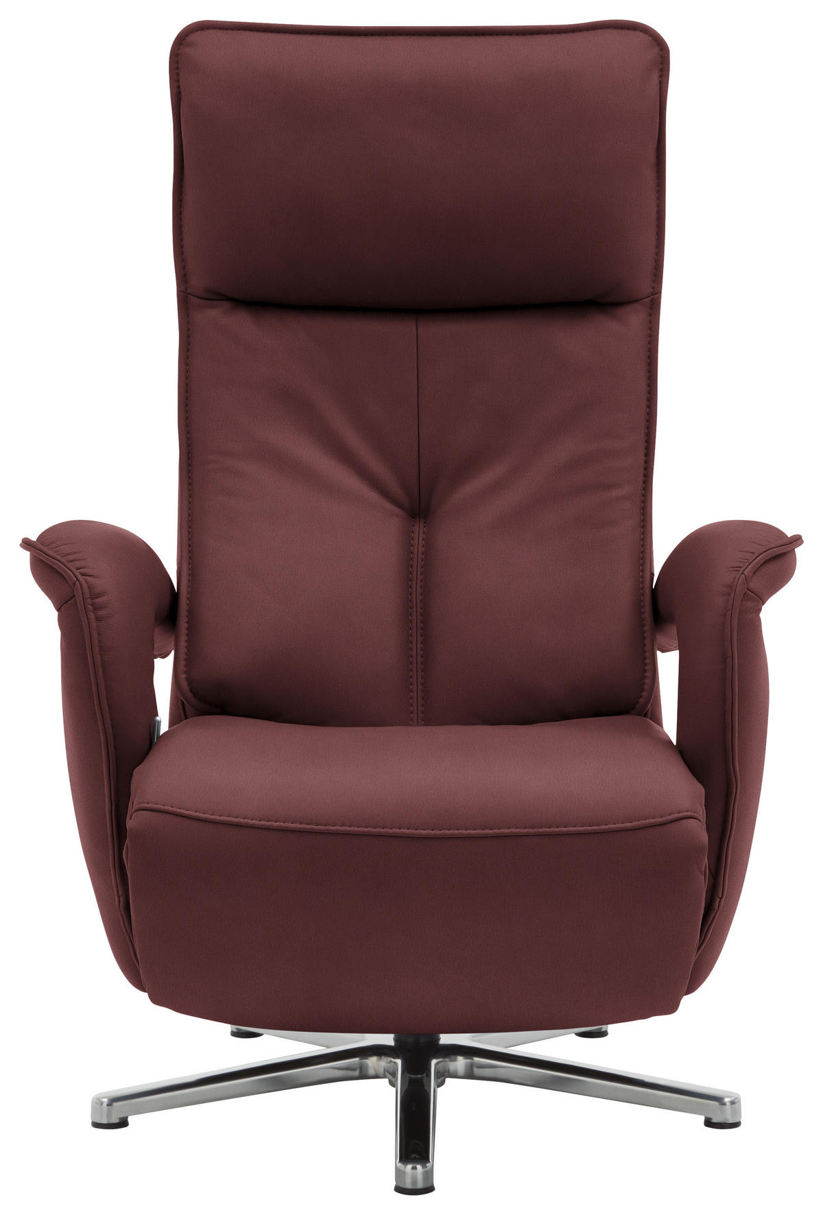 RELAXSESSEL in Leder Beere  - Chromfarben/Beere, Design, Leder/Metall (77/110/87cm) - Valdera