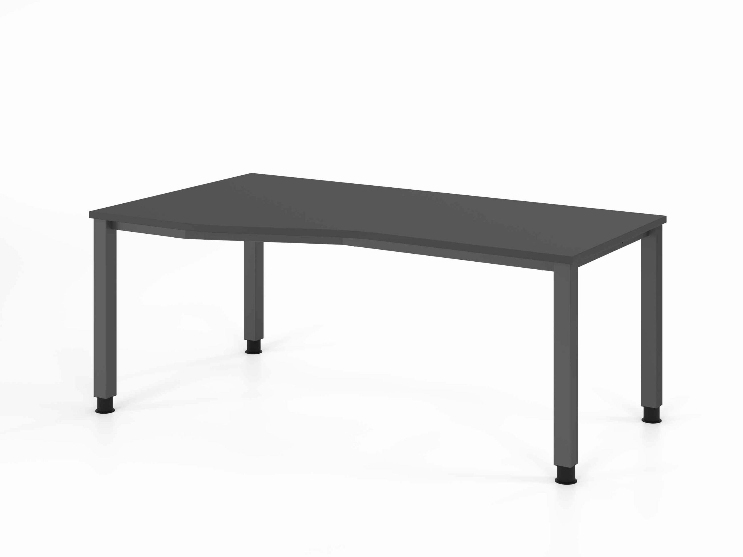SCHREIBTISCH 180/100-80/68,5-81 cm Graphitfarben mechanisch höhenverstellbar  - Graphitfarben, Basics, Holzwerkstoff/Metall (180/100-80/68,5-81cm) - Venda