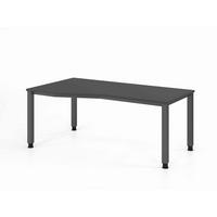 SCHREIBTISCH 180/100-80/68,5-81 cm Graphitfarben mechanisch höhenverstellbar  - Graphitfarben, Basics, Holzwerkstoff/Metall (180/100-80/68,5-81cm) - Venda