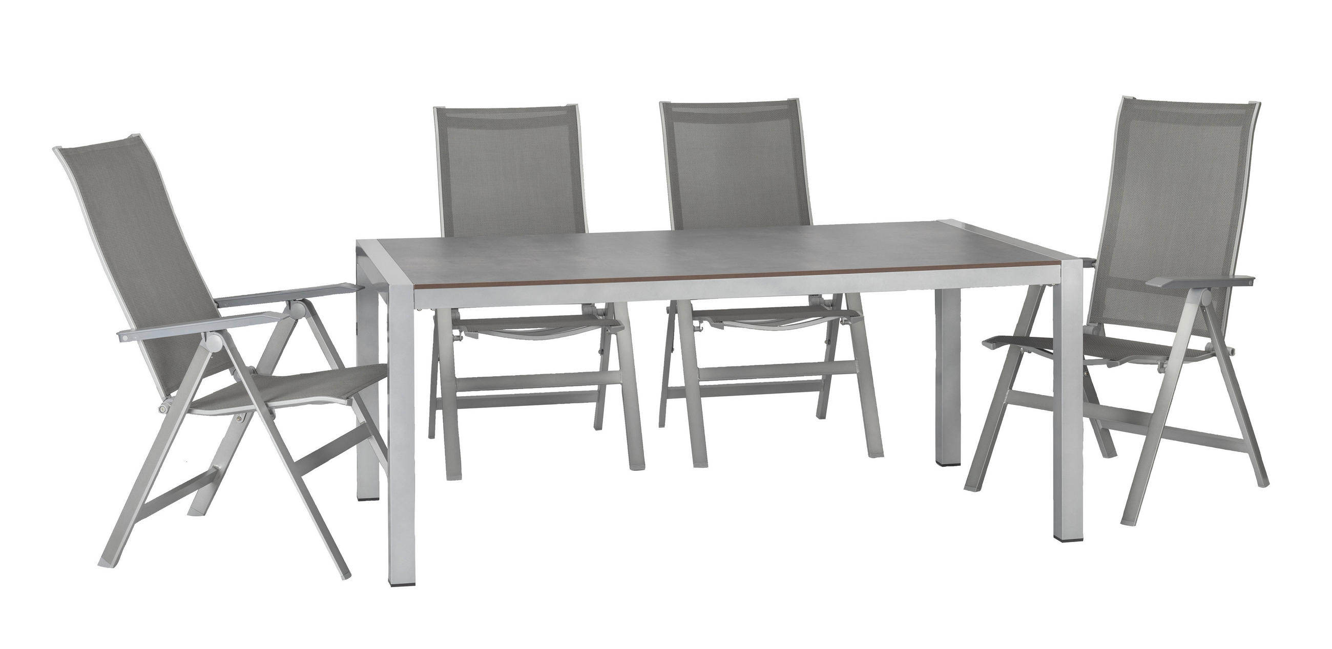 GARTENSET beschichtet Aluminium  - Platinfarben/Anthrazit, Basics, Textil/Metall (180/98/74cm) - Acamp