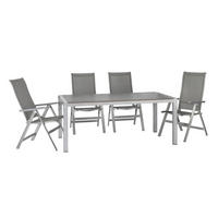 GARTENSET beschichtet Aluminium  - Platinfarben/Anthrazit, Basics, Textil/Metall (180/98/74cm) - Acamp