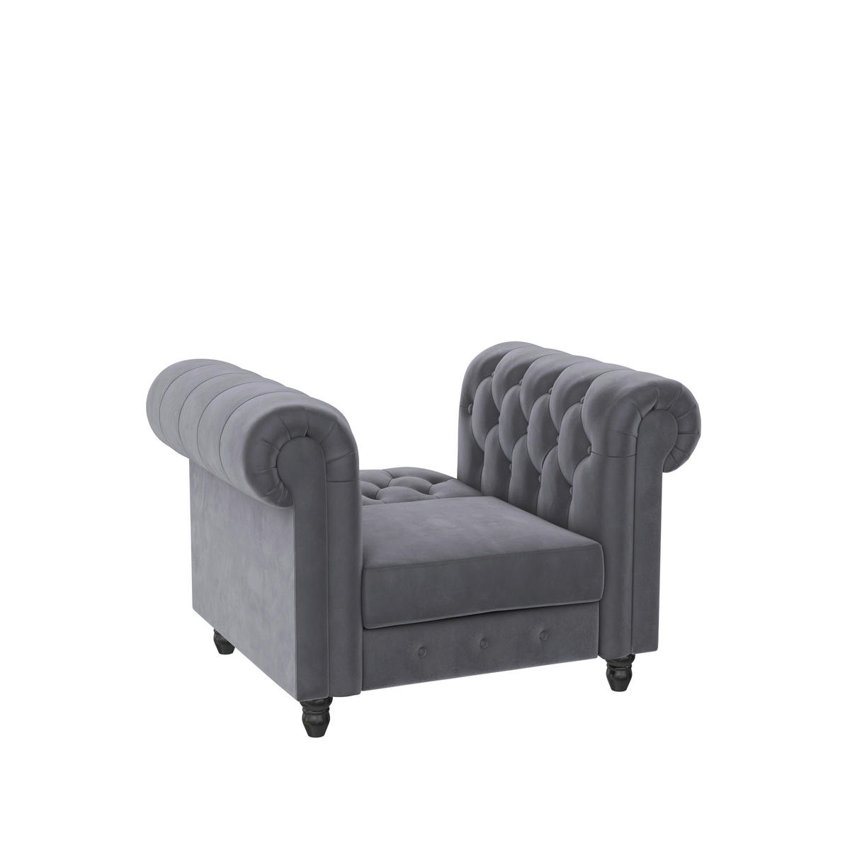 SESSEL in Velours Anthrazit  - Anthrazit/Schwarz, Basics, Holz/Textil (111/83/87cm) - Livetastic