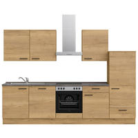 KÜCHENLEERBLOCK 300 cm   in Eichefarben, Schieferfarben  - Schieferfarben/Eichefarben, MODERN, Holzwerkstoff/Metall (300cm) - Nobilia