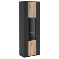 VITRINA 70/208/39 cm   - srebrne boje/hrast Artisan, Design, staklo/drvni materijal (70/208/39cm) - Livetastic