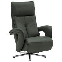 RELAXSESSEL in Leder Dunkelgrün  - Chromfarben/Dunkelgrün, Design, Leder/Metall (77/110/87cm) - Valdera