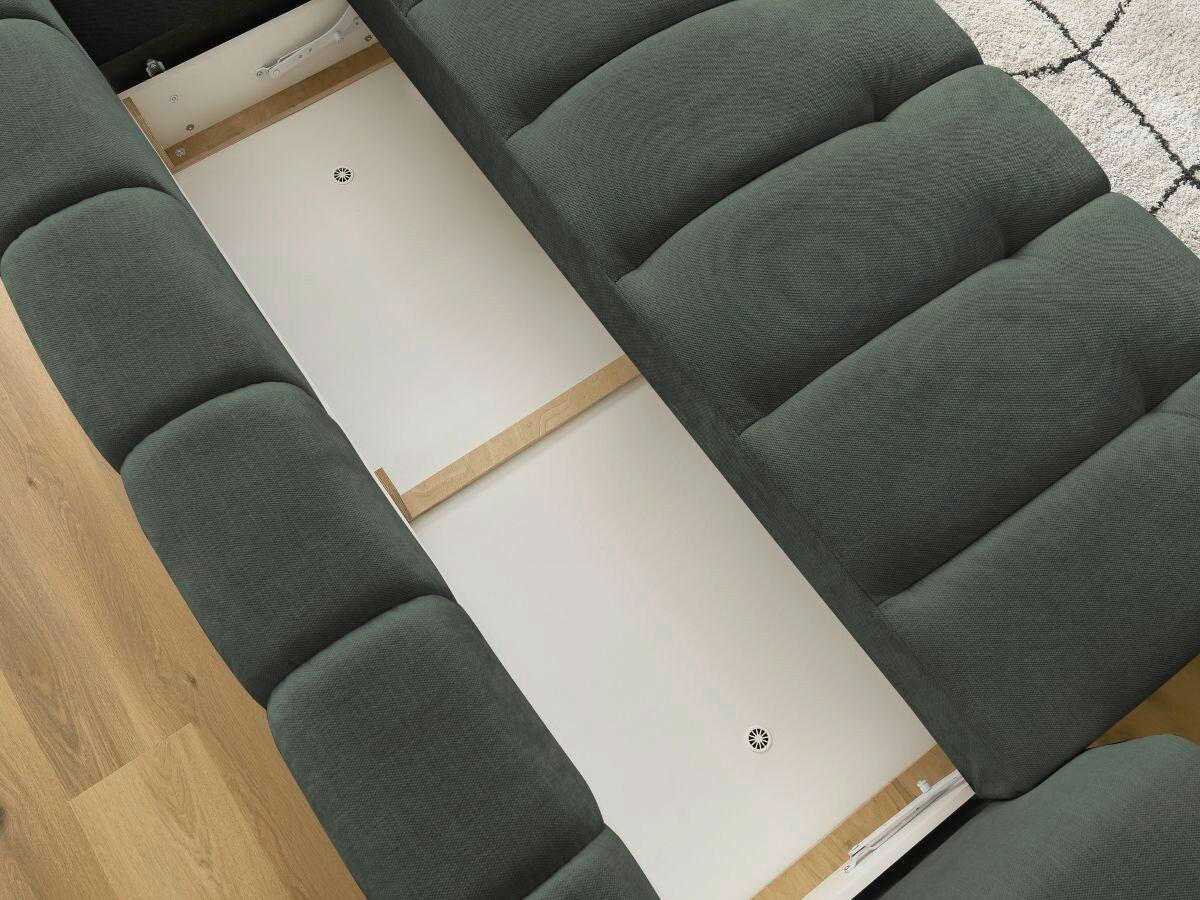 SCHLAFSOFA FUJI Leinenoptik Grün  inkl.  - Schwarz/Grün, MODERN, Kunststoff/Textil (251/113/88cm)