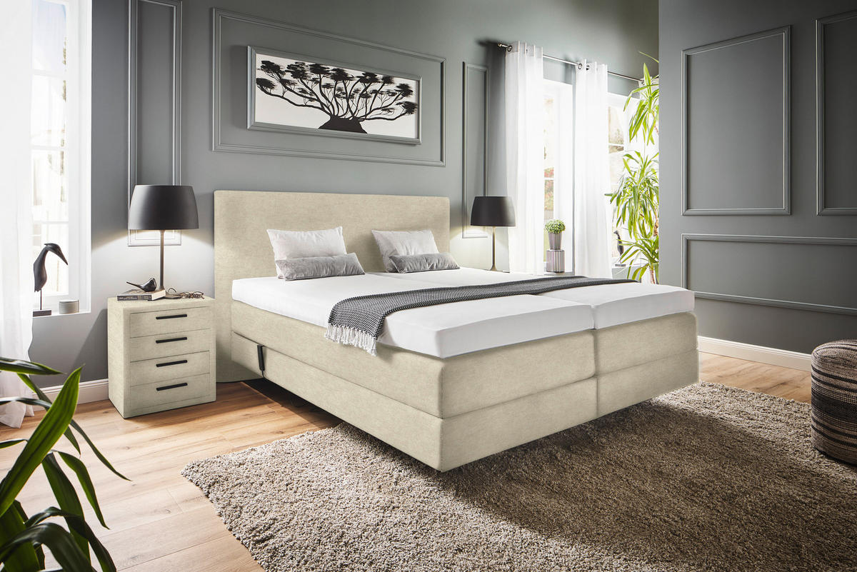 BOXSPRINGBETT 160/200 cm  in Beige  - Beige, Konventionell, Holz/Textil (160/200cm) - Dieter Knoll