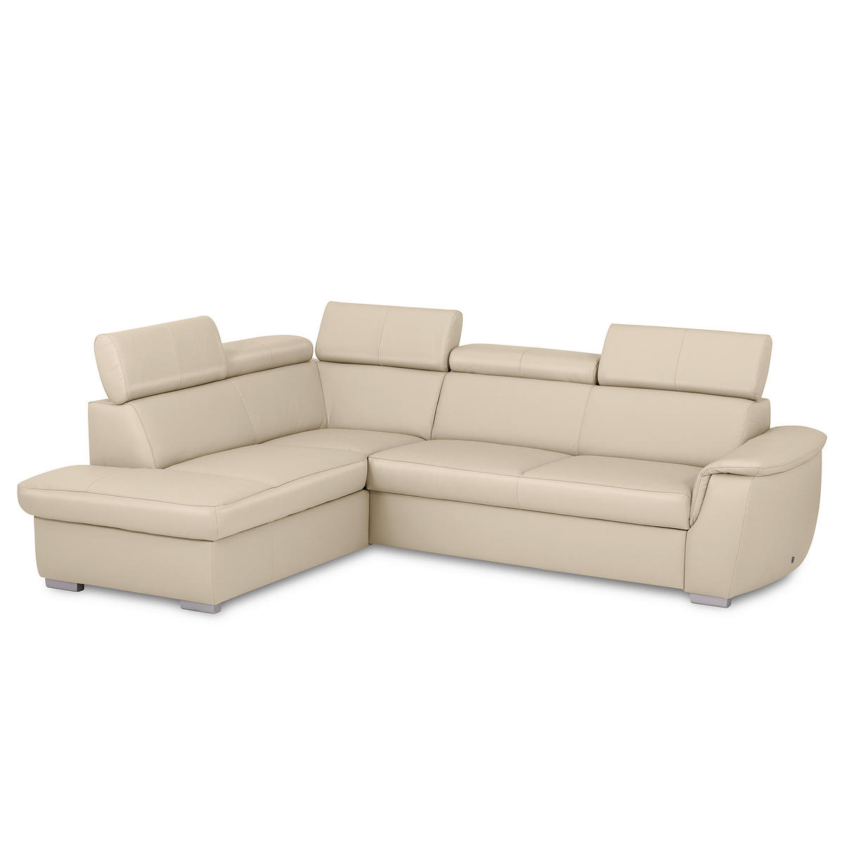 WOHNLANDSCHAFT  in Kombination Echtleder/Lederlook Grau  - Grau, Leder/Metall (211/262cm) - Celina Home