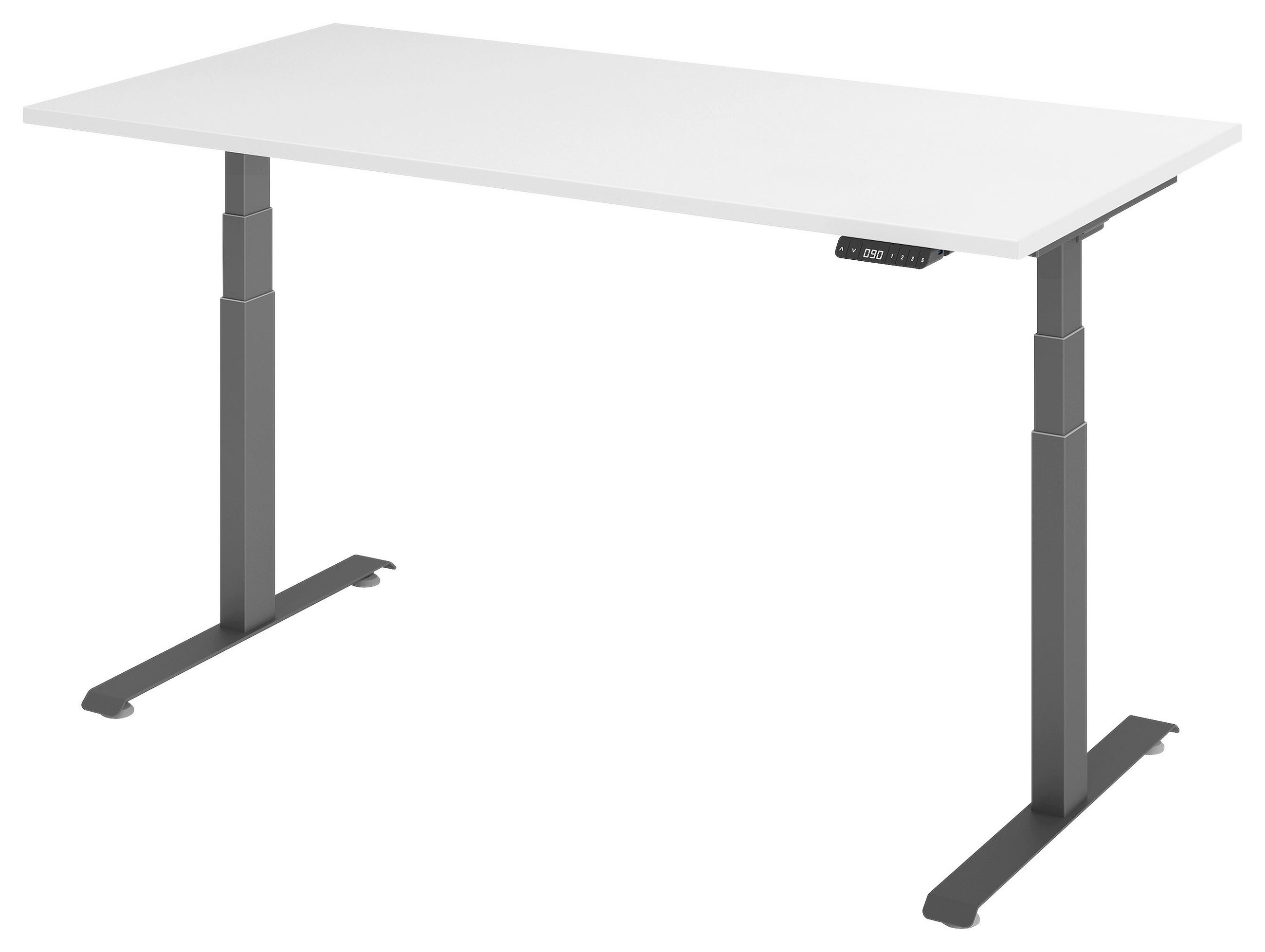 SCHREIBTISCH 160/80/64,5-129,5 cm Graphitfarben, Weiß elektrisch höhenverstellbar  - Graphitfarben/Weiß, KONVENTIONELL, Holzwerkstoff/Metall (160/80/64,5-129,5cm) - Venda