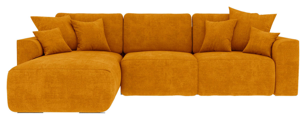 ECKSOFA in Samt Gelb  195/293 cm  - Chromfarben/Gelb, KONVENTIONELL, Kunststoff/Textil (195/293cm) - Carryhome