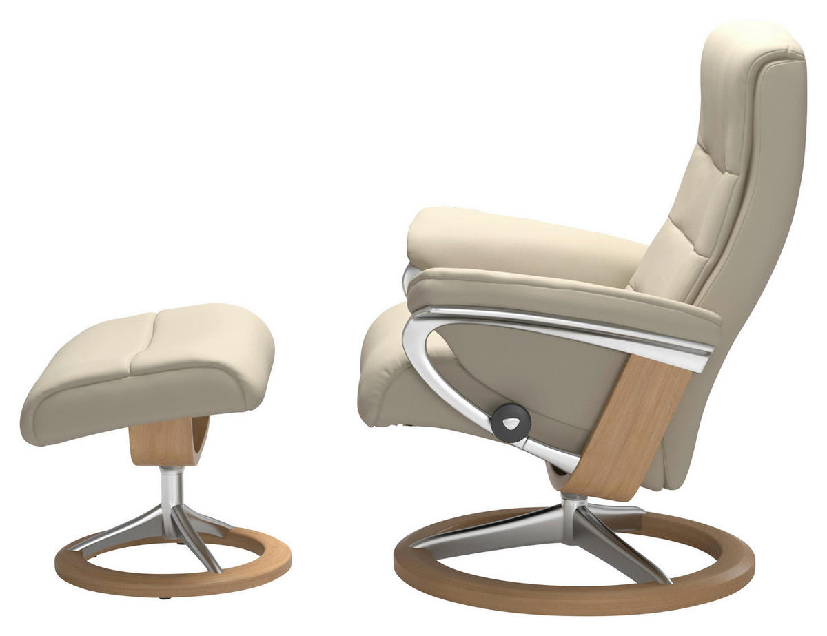 RELAXSESSELSET Echtleder Hocker    - Wengefarben/Creme, KONVENTIONELL, Leder/Holz (84/102/76cm) - Stressless