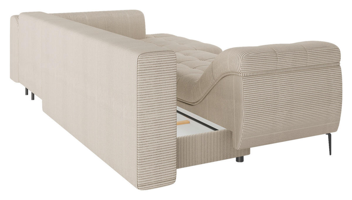 ECKSOFA in Cord Creme  - Creme/Schwarz, Design, Textil (276/177cm) - MID.YOU