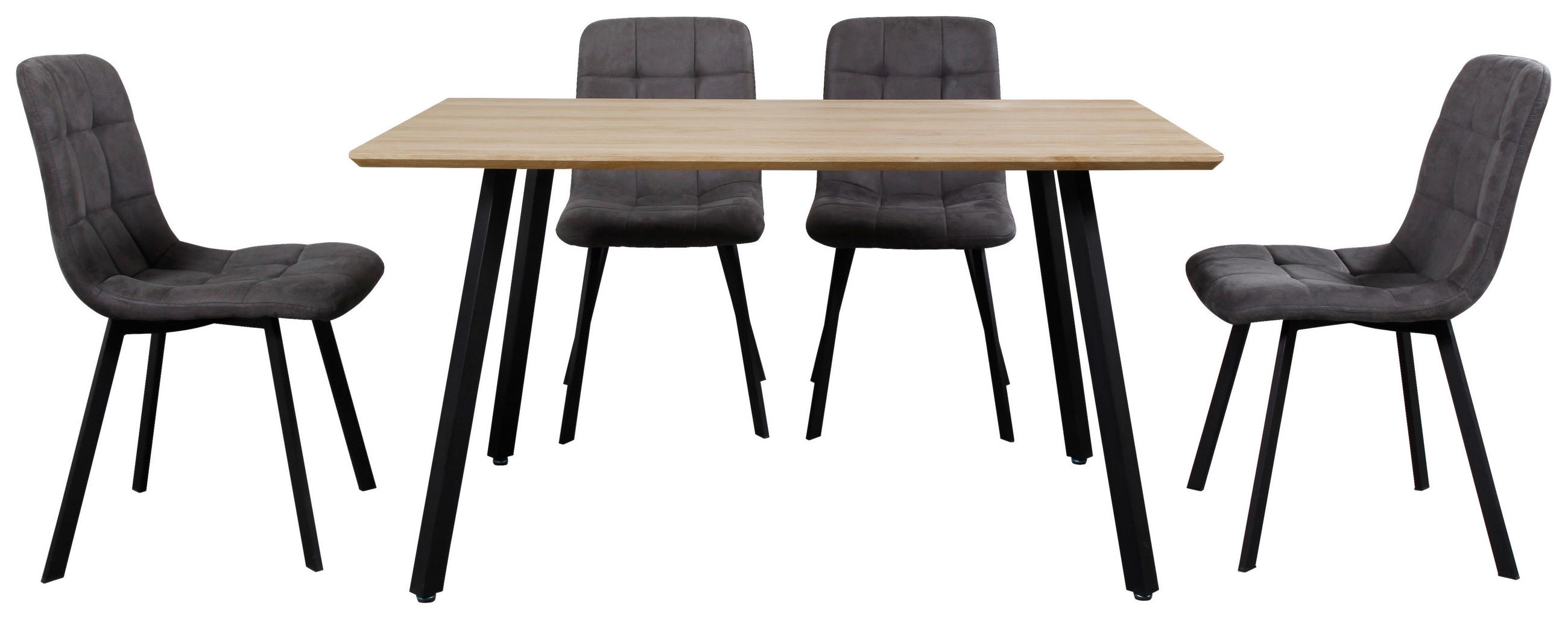 MATGRUPP i metall, textil, trämaterial grå, svart, ekfärgad  - grå/svart, Modern, metall/trämaterial (140/76/80cm) - Hom`in