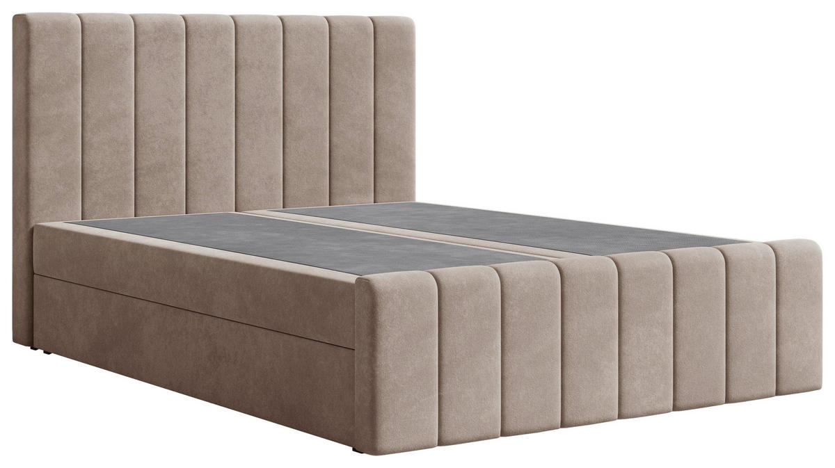 BOXBETT 140/200 cm,  in Cappuccino, Bettkasten, Topper, H2 + H3 = mittel + fest  - Schwarz/Cappuccino, MODERN, Holz/Kunststoff (140/200cm) - MID.YOU