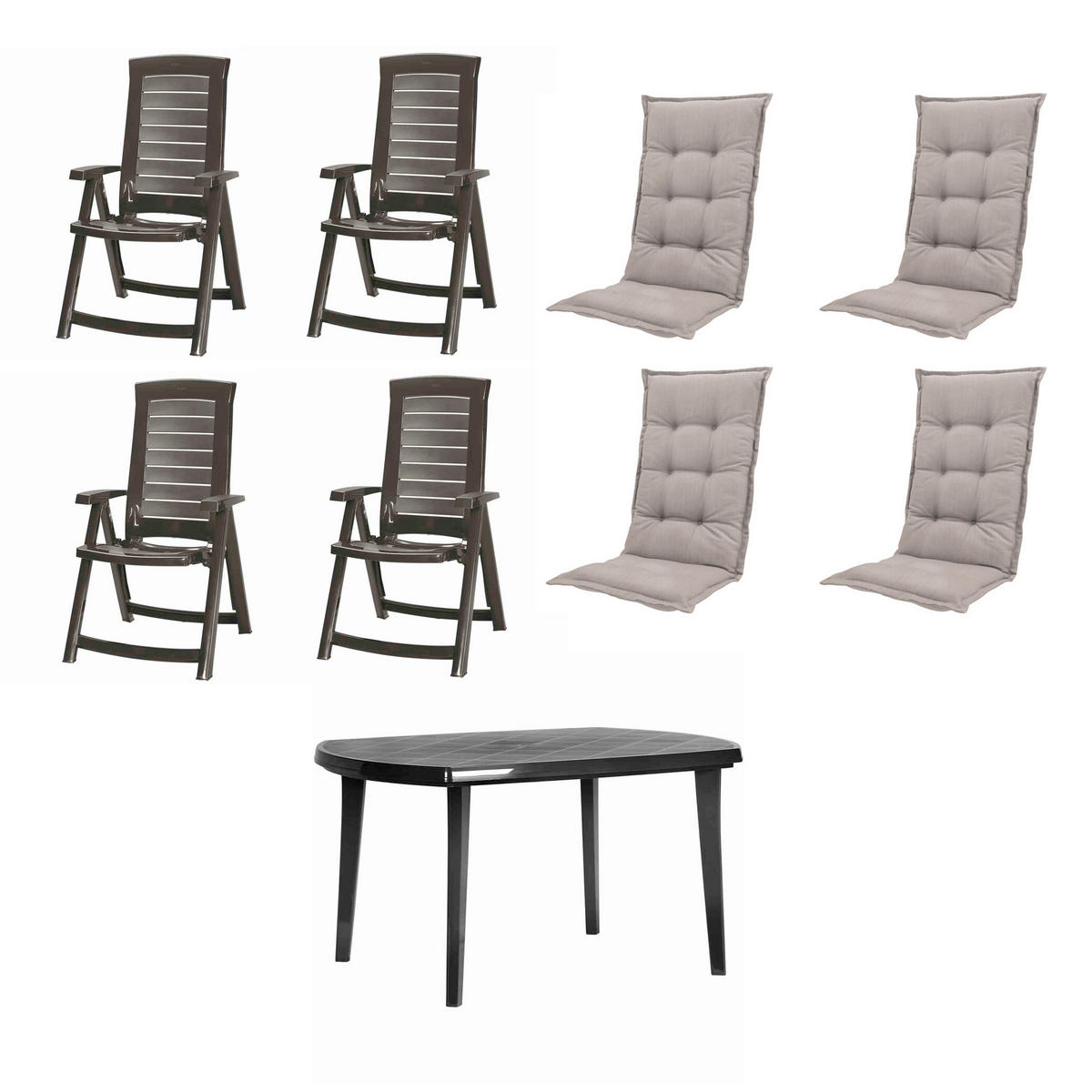 GARTENTISCHGRUPPE  - Taupe/Grau, MODERN, Kunststoff/Textil (90/95/137cm) - Gardenson