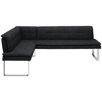 ECKBANK 174/233 cm  in Schwarz, Chromfarben  - Chromfarben/Schwarz, Design, Textil/Metall (174/233cm) - Novel