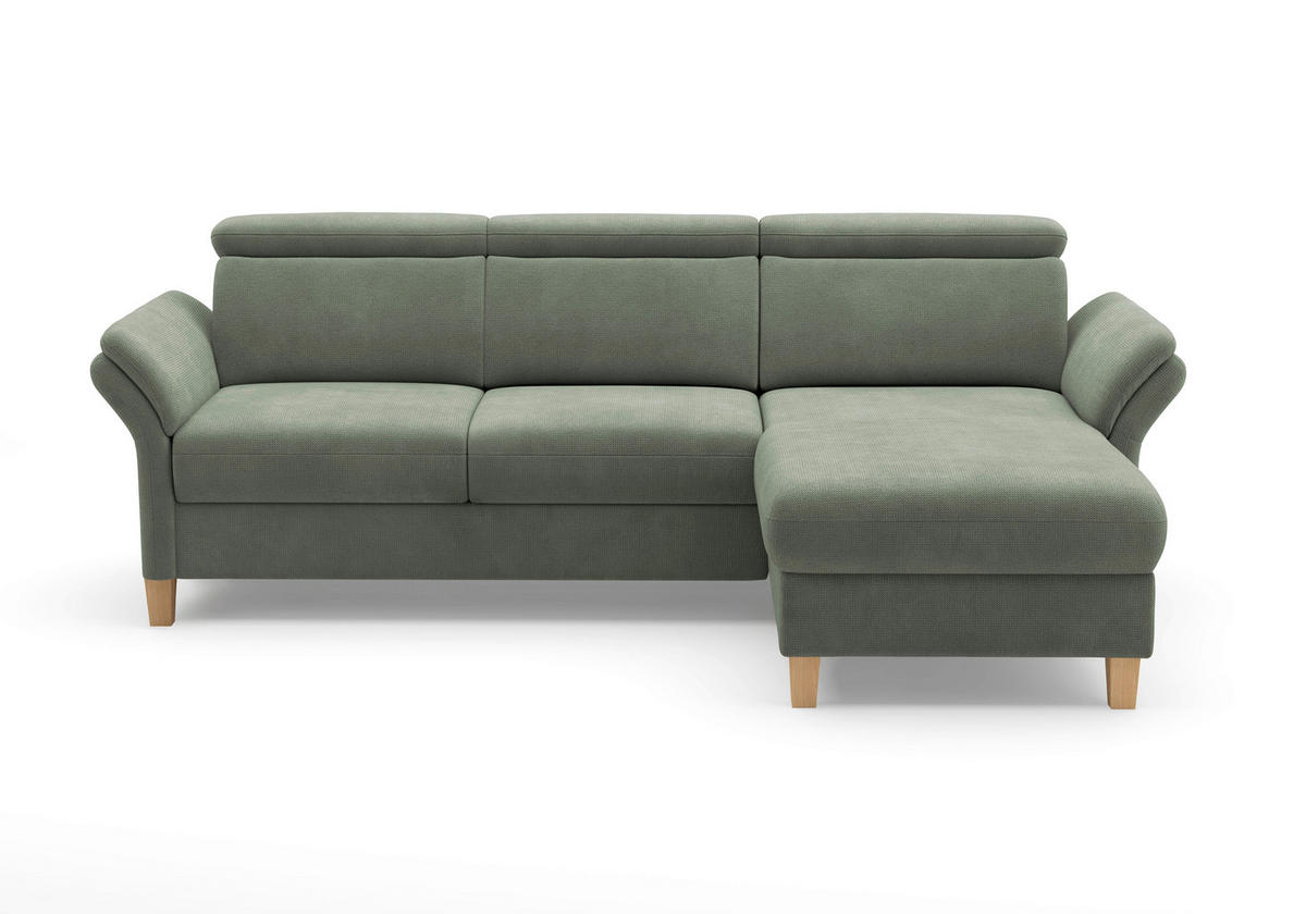 ECKSOFA GLENDALE E Dunkelgrün Flachgewebe  - Dunkelgrün/Eichefarben, KONVENTIONELL, Holz/Textil (253/166cm) - Sit & More