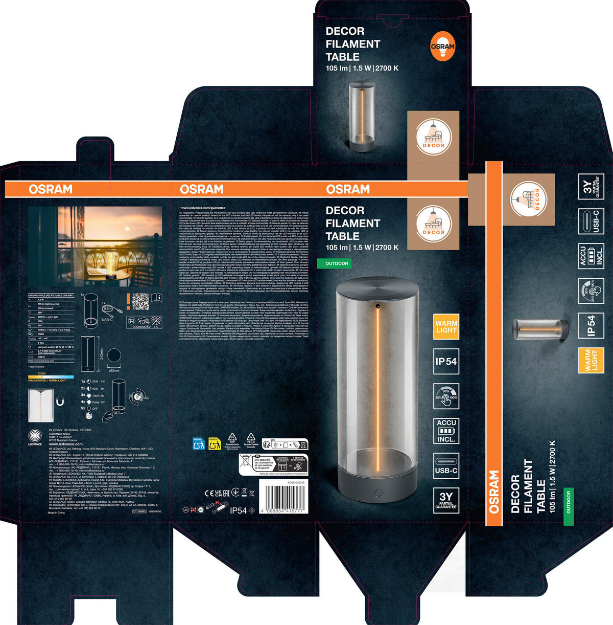 LED-AUßENLEUCHTE 9,2/24,2 cm   - Dunkelgrau, Basics, Kunststoff (9,2/24,2cm) - Osram