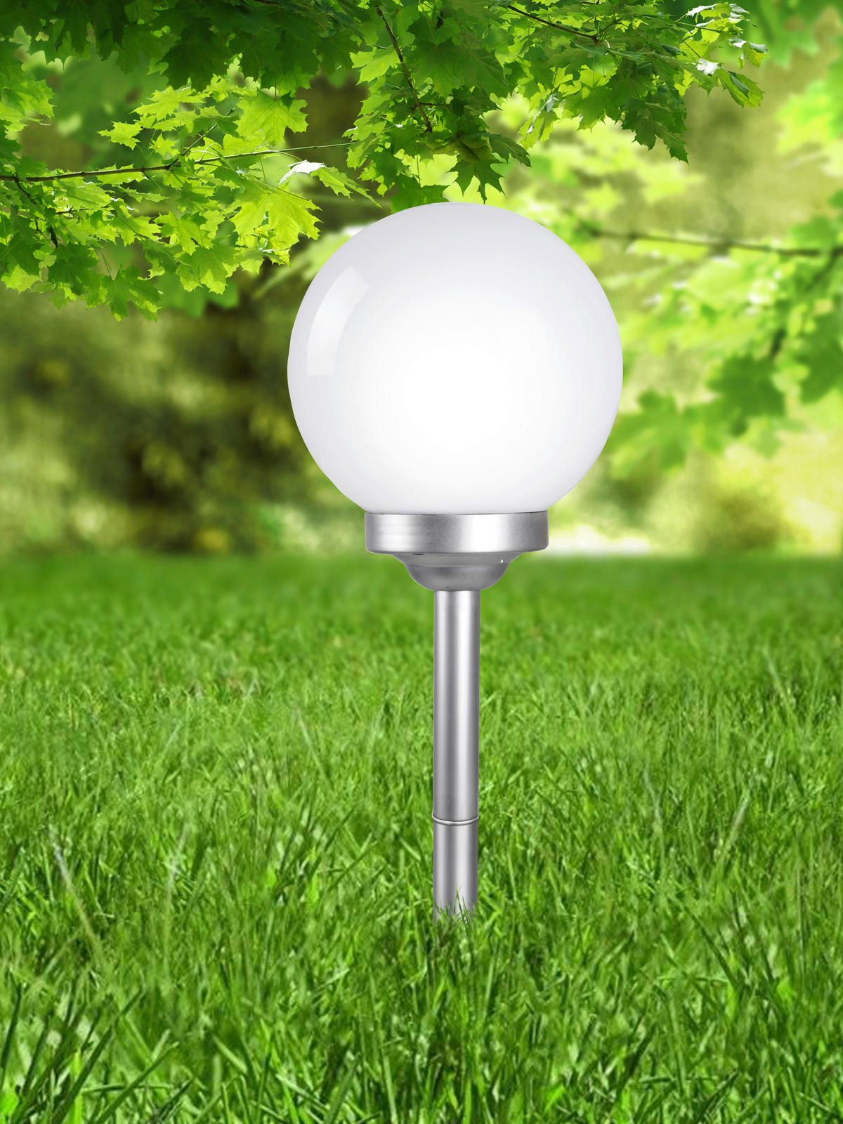SOLARLEUCHTE - Weiss/Silberfarben, Basics, Kunststoff (25/68cm) - Globo