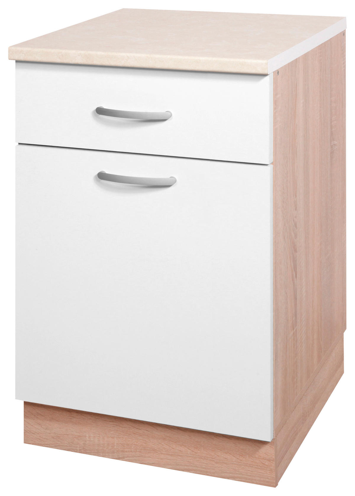 KUHINJSKA SPODNJA OMARICA - bela/hrast sonoma, Design, kovina/leseni material (60/83/55cm) - Boxxx