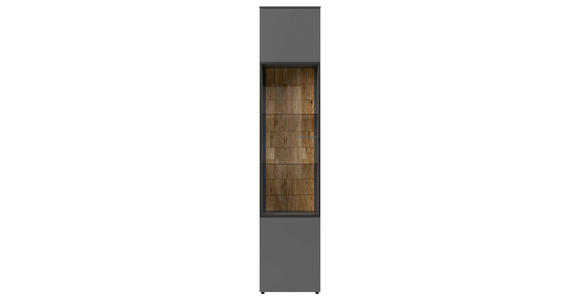 VITRINE  in massiv Eiche Grau, Eichefarben - Eichefarben/Grau, Design, Glas/Holz (45/215/42cm) - Moderano