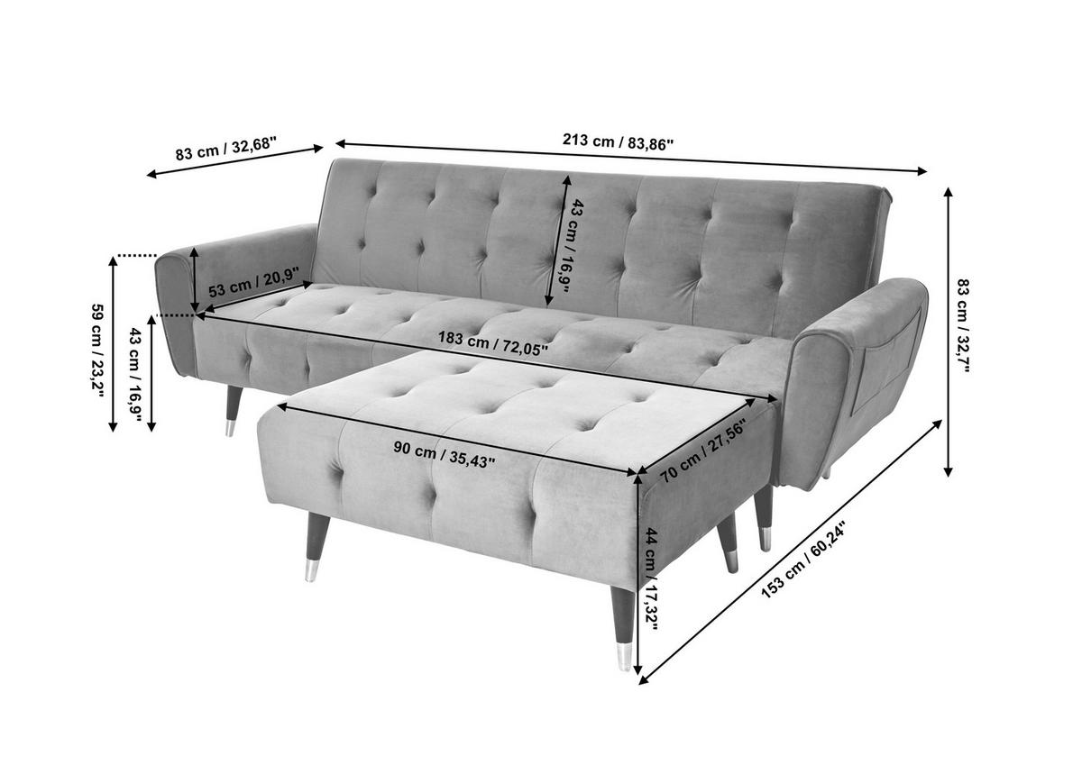ECKSCHLAFSOFA CHILLAX DREAM CORNER EU Grün Samt  - Goldfarben/Schwarz, MODERN, Holz/Textil (213/153/173cm) - Livetastic