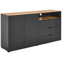 SIDEBOARD  in 160/82/42 cm  - Eichefarben/Anthrazit, LIFESTYLE, Glas/Holzwerkstoff (160/82/42cm) - Novel
