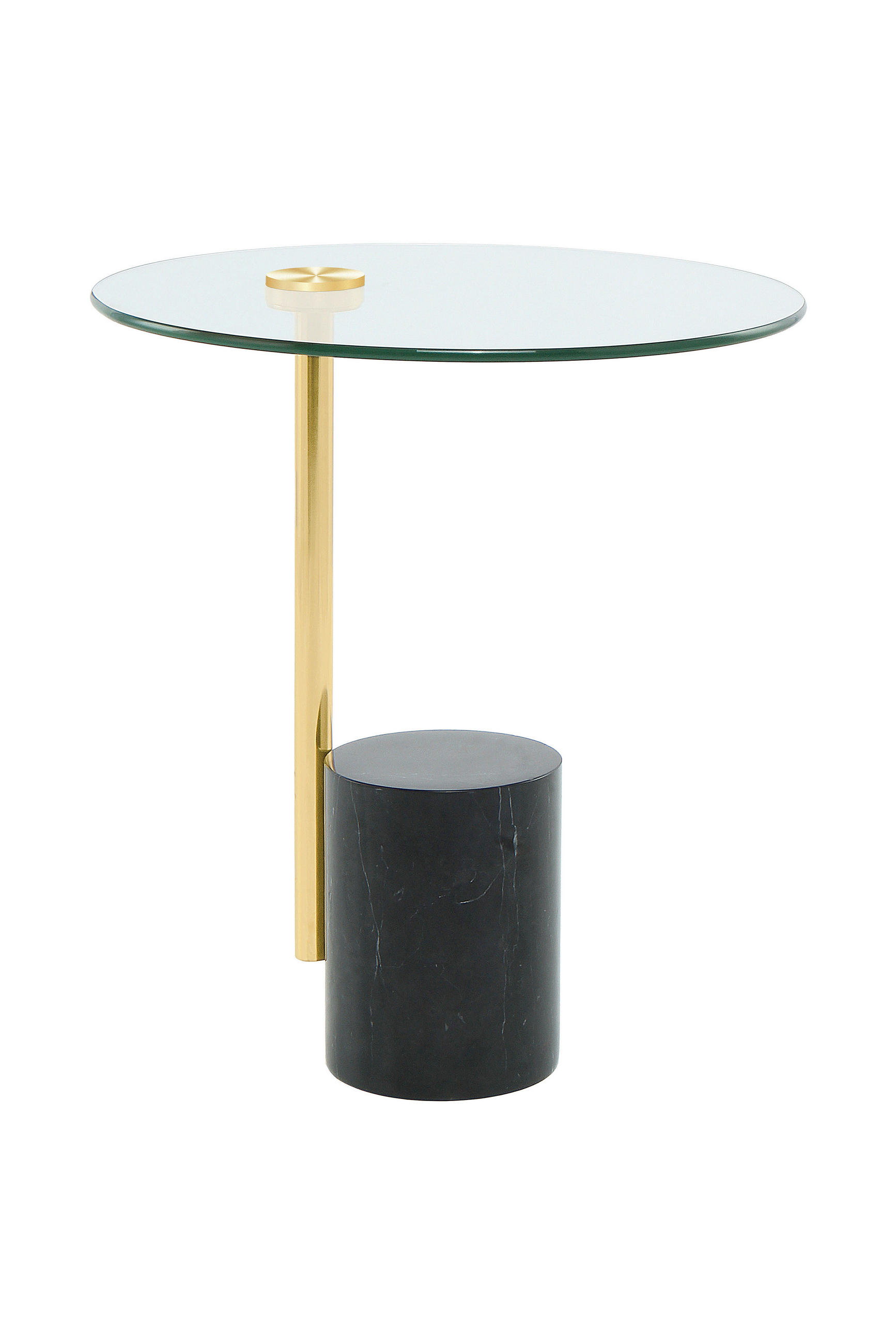 BEISTELLTISCH 44/44/50 cm Schwarz, Goldfarben rund  - Goldfarben/Schwarz, Design, Glas/Stein (44/44/50cm) - Kayoom