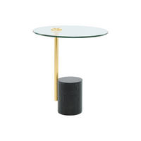 SIDOBORD i metall, glas, sten 44/44/50 cm  - svart/guldfärgad, Modern, metall/glas (44/44/50cm) - Kayoom