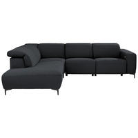 ECKSOFA Anthrazit Flachgewebe  - Anthrazit/Schwarz, Design, Textil/Metall (238/290cm) - Pure Home Lifestyle