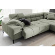 ECKSOFA inkl. Sitzvorzug in Cord Dunkelgrün  - Dunkelgrün/Schwarz, Design, Textil/Metall (321/216cm) - Hom`in