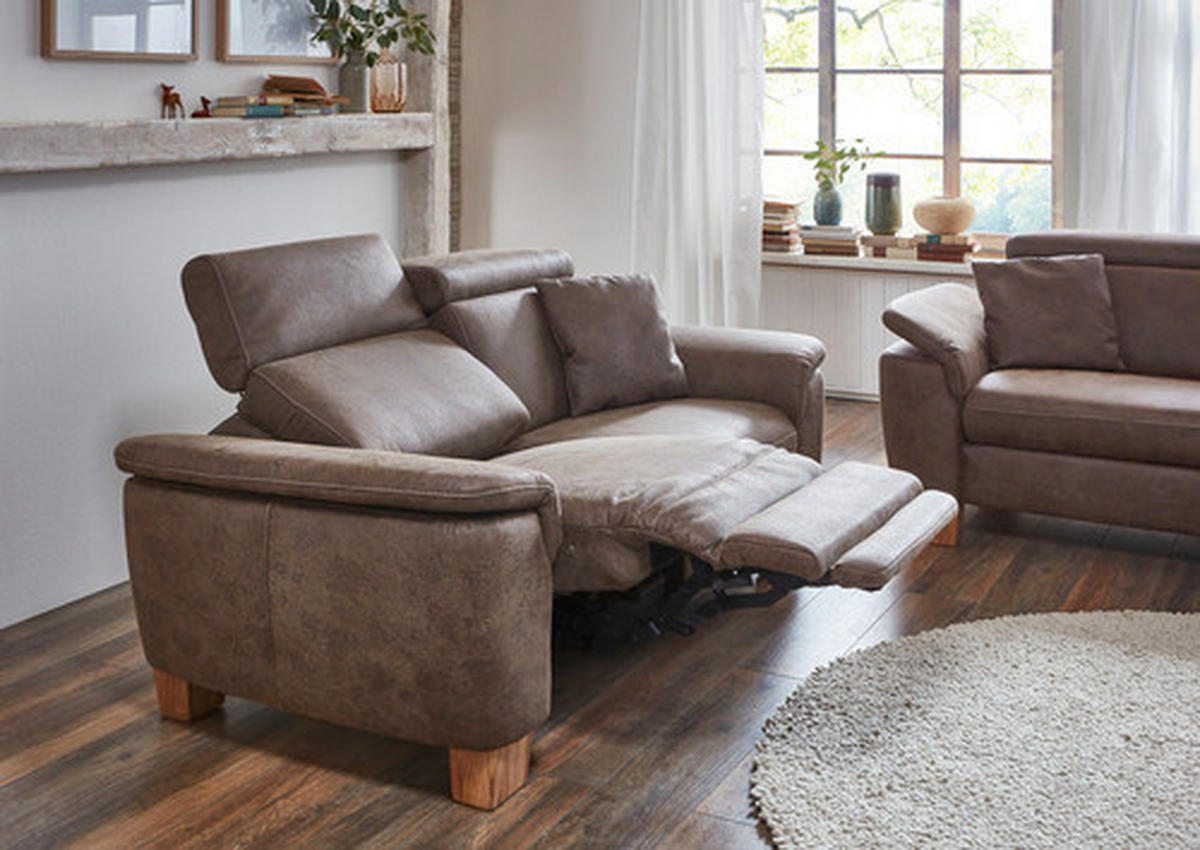 2,5-SITZER Mikrofaser Braun  - Eichefarben/Beige, Design, Holz/Textil (186/83/98cm) - Cantus