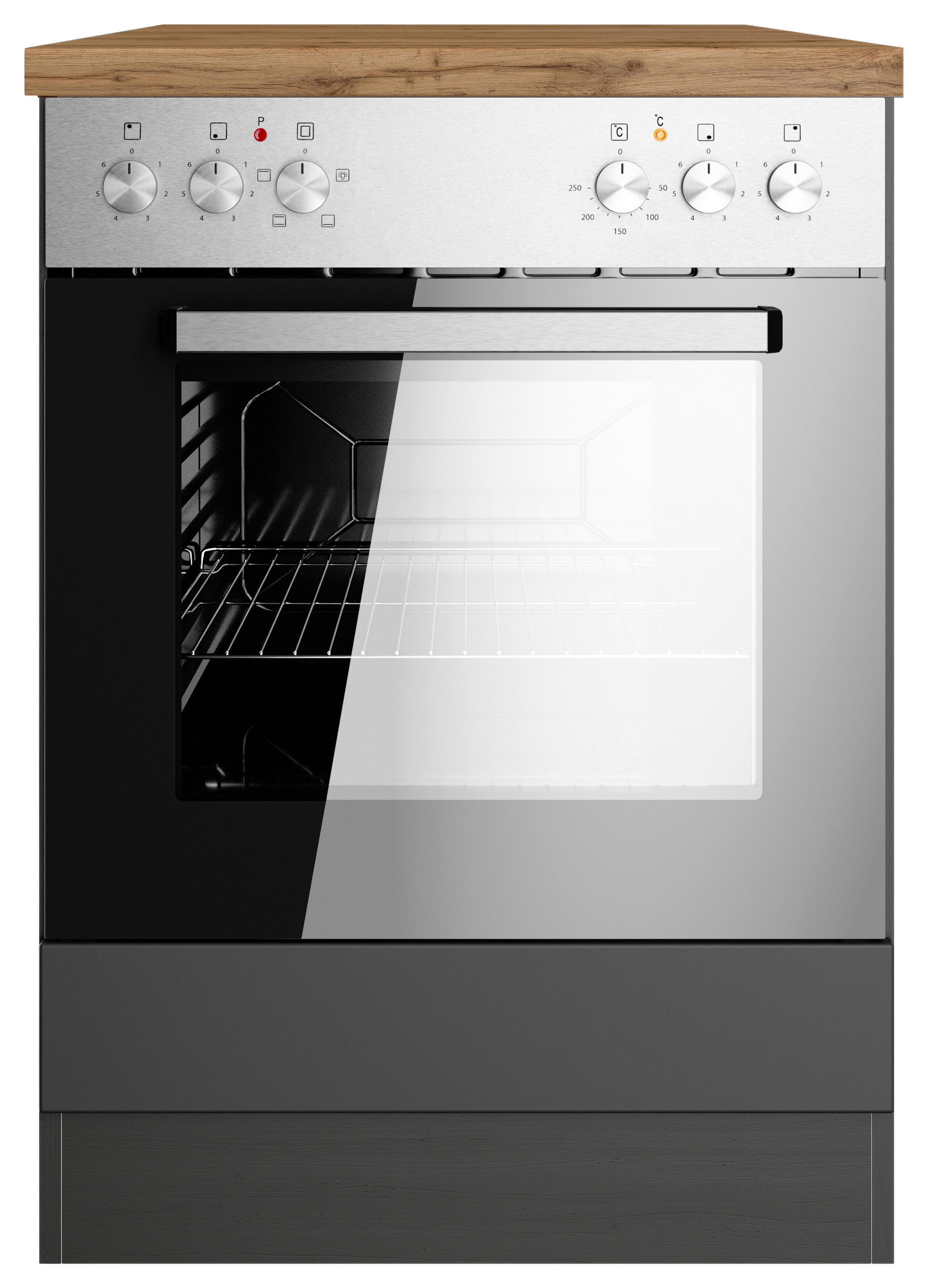 Thumbnail - Held Herdumbauschrank, Grau, Eiche Wotan, Holzwerkstoff, 60x86x60 cm, Made in Germany, Küchen, Küchenmöbel, Küchenschrän...