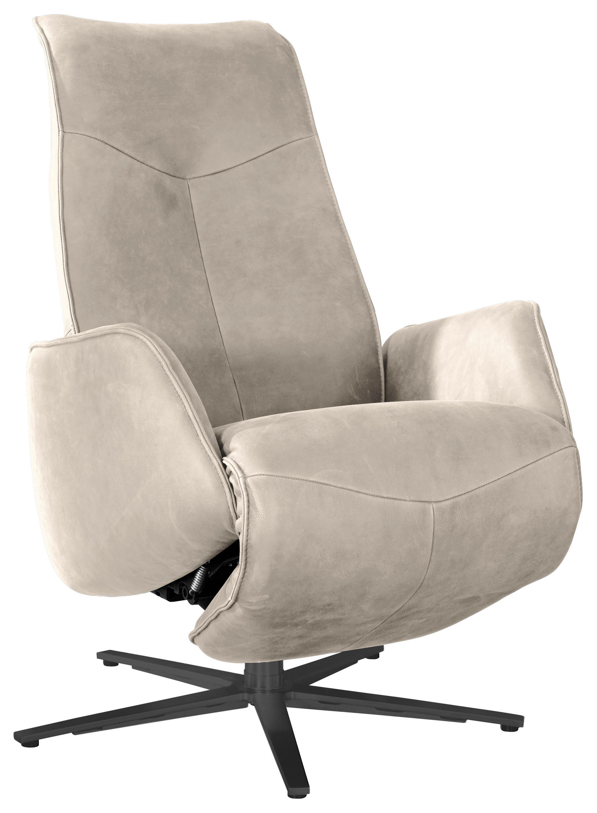 RELAXSESSEL in Leder Creme  - Anthrazit/Creme, Design, Leder/Metall (71/114/84cm) - Johann Jakob