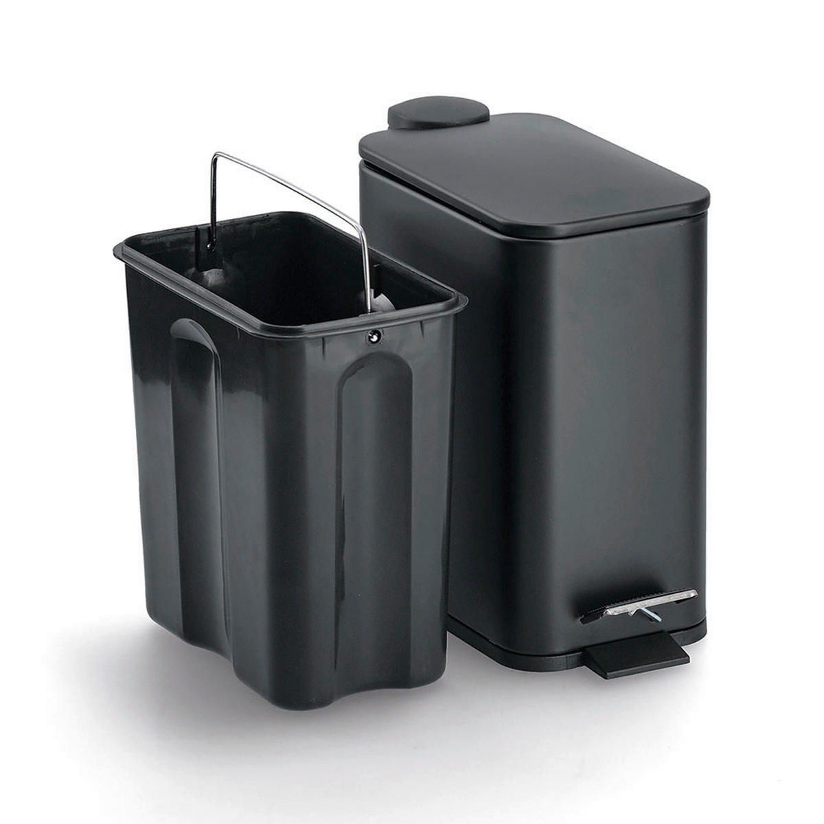 TRETEIMER 5 L  - Schwarz, Basics, Metall (28,7/14/29cm) - Zeller Present