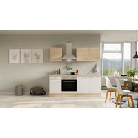 KÜCHENBLOCK 210 cm   in Sonoma Eiche, Weiß  - Alufarben/Weiß, MODERN, Holzwerkstoff/Kunststoff (210cm) - FlexWell