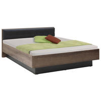 ÁGY 180/200 cm  fekete, tölgyfa színű  - tölgyfa színű/fekete, Design, műanyag/faalapú anyag (180/200cm) - Carryhome