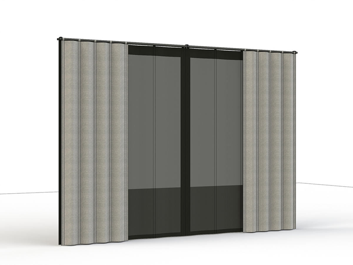 PAVILLON-VORHANGSET 300/210/0,5 cm   - Anthrazit/Silberfarben, Basics, Textil/Metall (300/210/0,5cm) - Siena Garden