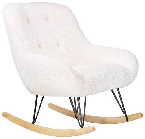 GUNGSTOL i teddy tyg vit  - vit/svart, Design, metall/trä (75/88/105cm) - MID.YOU