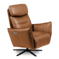 RELAXSESSEL in Leder Cognac  - Cognac/Schwarz, Design, Leder/Metall (77/107/88cm) - Livetastic