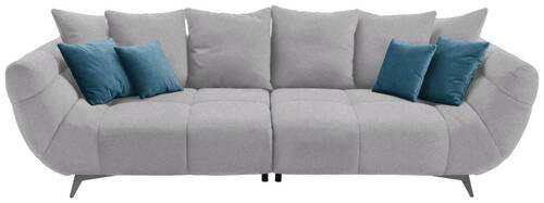 BIGSOFA Webstoff Hellgrau  - Edelstahlfarben/Hellgrau, LIFESTYLE, Textil/Metall (300/79/133cm) - Hom`in