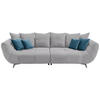 BIGSOFA Webstoff Hellgrau  - Edelstahlfarben/Hellgrau, LIFESTYLE, Textil/Metall (300/79/133cm) - Hom`in