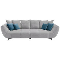 BIGSOFA Webstoff Hellgrau  - Edelstahlfarben/Hellgrau, LIFESTYLE, Textil/Metall (300/79/133cm) - Hom`in