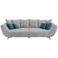 BIGSOFA in Webstoff Hellgrau  - Edelstahlfarben/Hellgrau, LIFESTYLE, Textil/Metall (300/79/133cm) - Hom`in